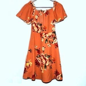 Almost Famous Off The Shoulder Peach Dres